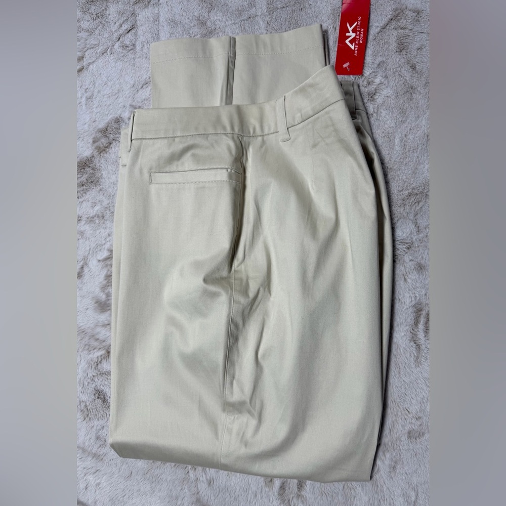 Anne Klein Studio Khaki Chinos with Side Slits 18W - Picture 2 of 8